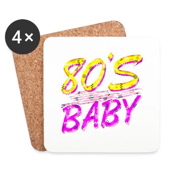 80s retro vintage funny 70s nostalgia music love - Coasters (set of 4) - white - Front