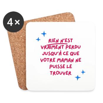 t shirt texte maman - Dessous de verre (lot de 4) - blanc - Devant