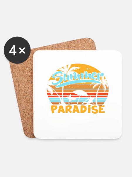 Summer Paradise - Untersetzer (4er-Set) - Weiß