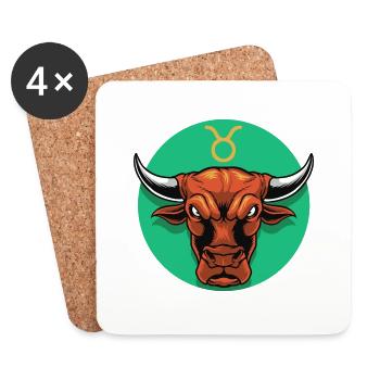 Zodiac - Star Sign - Taurus - pos - Untersetzer (4er-Set) - Weiß - Vorne
