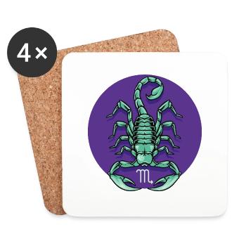 Zodiac - Star Sign - Scorpio - neg - Untersetzer (4er-Set) - Weiß - Vorne