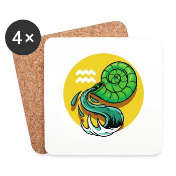 Zodiac - Star Sign - Aquarius - pos - Untersetzer (4er-Set) - Weiß - Vorne