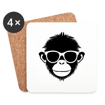 Singe Singe Visage de Singe Jungle - Dessous de verre (lot de 4) - blanc - Devant