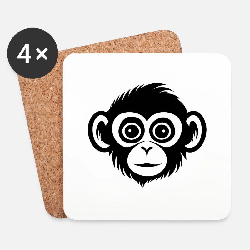 Monkey Monkey Monkey Face Jungle - Coasters (set of 4) - white