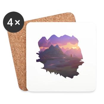 Mountains, mountain hikers, hiking, mountain hiking, hiking - Coasters (set of 4) - white - Front