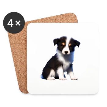 Amoureux des chiens Border Collie Propriétaires de chiens Chiens - Dessous de verre (lot de 4) - blanc - Devant