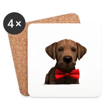 Labrador propriétaire chiot Labrador Retriever - Dessous de verre (lot de 4) - blanc - Devant