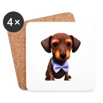 Dachshund Dogs with Bow Tie Dachshund Puppy Dog - Coasters (set of 4) - white - Front