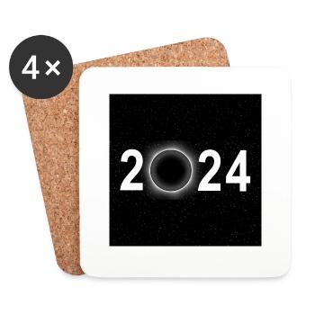 2024 Eclipse Poster Wall Art Souvenir Memento - Coasters (set of 4) - white - Front