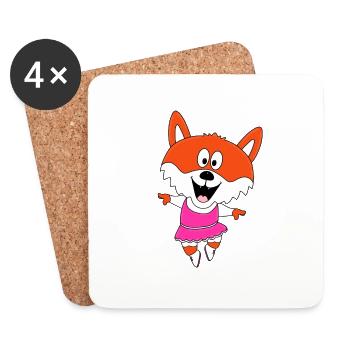 FUCHS - TIER - TANZEN - TÄNZERIN - BALLETT - Untersetzer (4er-Set) - Weiß - Vorne