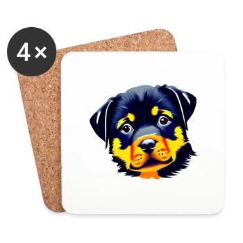 Rottweiler chiot chien Rottweiler chiot chiens - Dessous de verre (lot de 4) - blanc - Devant
