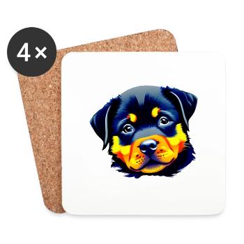 Puppy Rottweiler Dog Rottweiler Puppy Dogs - Coasters (set of 4) - white - Front