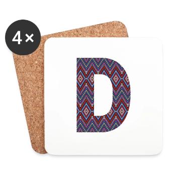 Monogram Letter D- geometric pattern - Coasters (set of 4) - white - Front