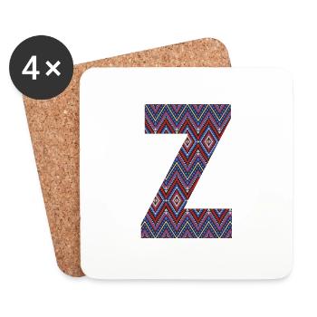 Monogram Letter Z- geometric pattern - Coasters (set of 4) - white - Front
