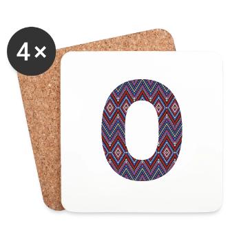 Monogram Letter O- geometric pattern - Coasters (set of 4) - white - Front