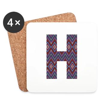 Monogramm Buchstabe H - geometrisches Muster - Untersetzer (4er-Set) - Weiß - Vorne