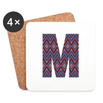 Monogram Letter M- geometric pattern - Coasters (set of 4) - white - Front
