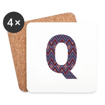 Monogramm Buchstabe Q - geometrisches Muster - Untersetzer (4er-Set) - Weiß - Vorne