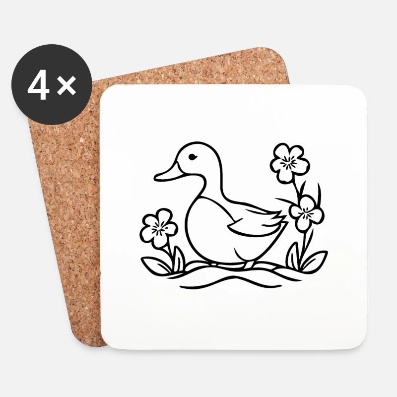 Ente Vögel Enten - Untersetzer (4er-Set) - Weiß