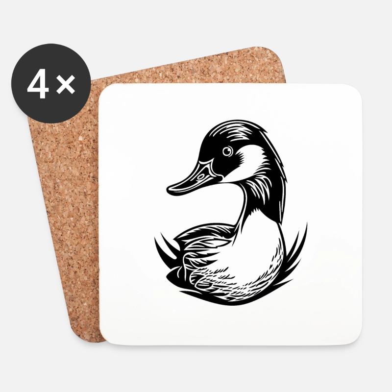 Ente Vögel Enten - Untersetzer (4er-Set) - Weiß