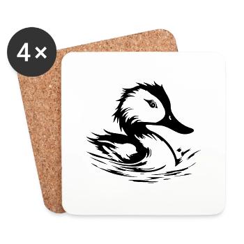 Duck Birds Ducks - Coasters (set of 4) - white - Front