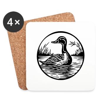 Ente Vögel Enten - Untersetzer (4er-Set) - Weiß - Vorne