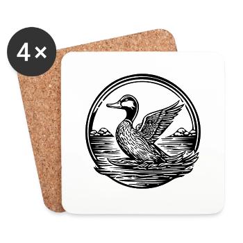 Ente Vögel Enten - Untersetzer (4er-Set) - Weiß - Vorne