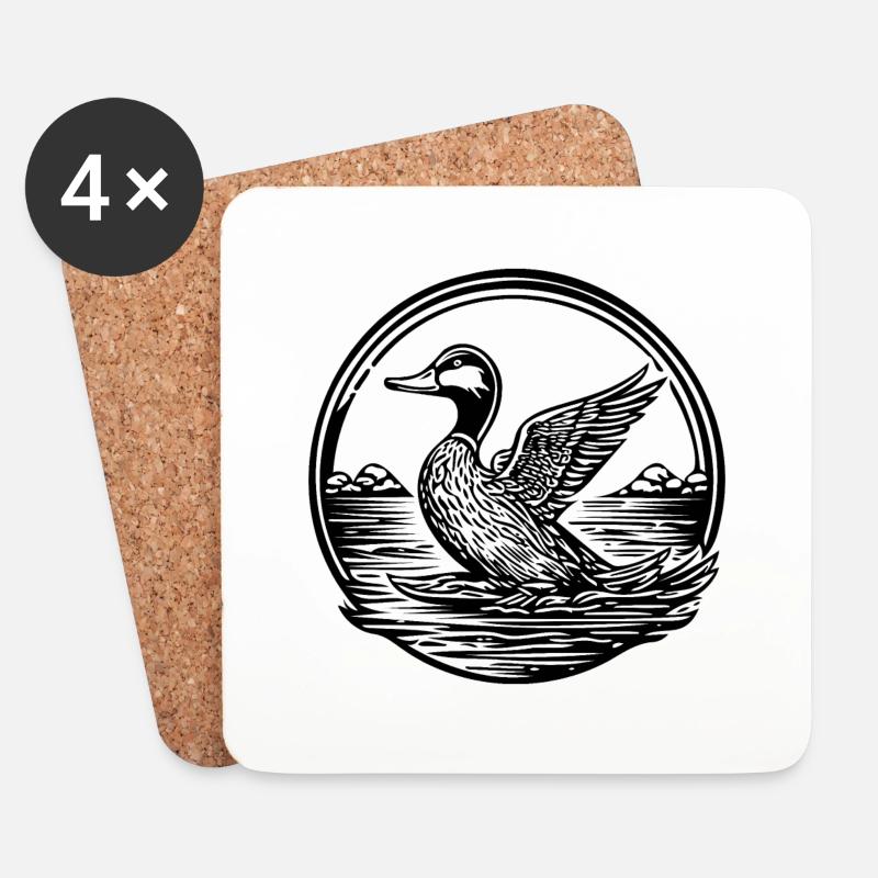 Ente Vögel Enten - Untersetzer (4er-Set) - Weiß