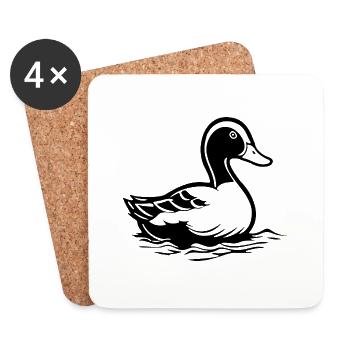 Duck Birds Ducks - Coasters (set of 4) - white - Front