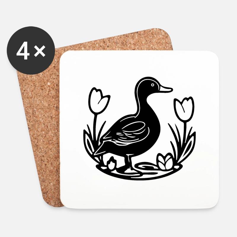 Ente Vögel Enten - Untersetzer (4er-Set) - Weiß