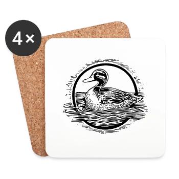 Duck Birds Ducks - Coasters (set of 4) - white - Front