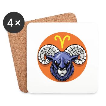 Zodiac - Star Sign - Aries - neg - Untersetzer (4er-Set) - Weiß - Vorne