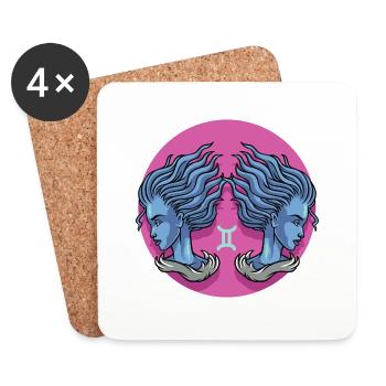 Zodiac - Star Sign - Gemini - pos - Untersetzer (4er-Set) - Weiß - Vorne