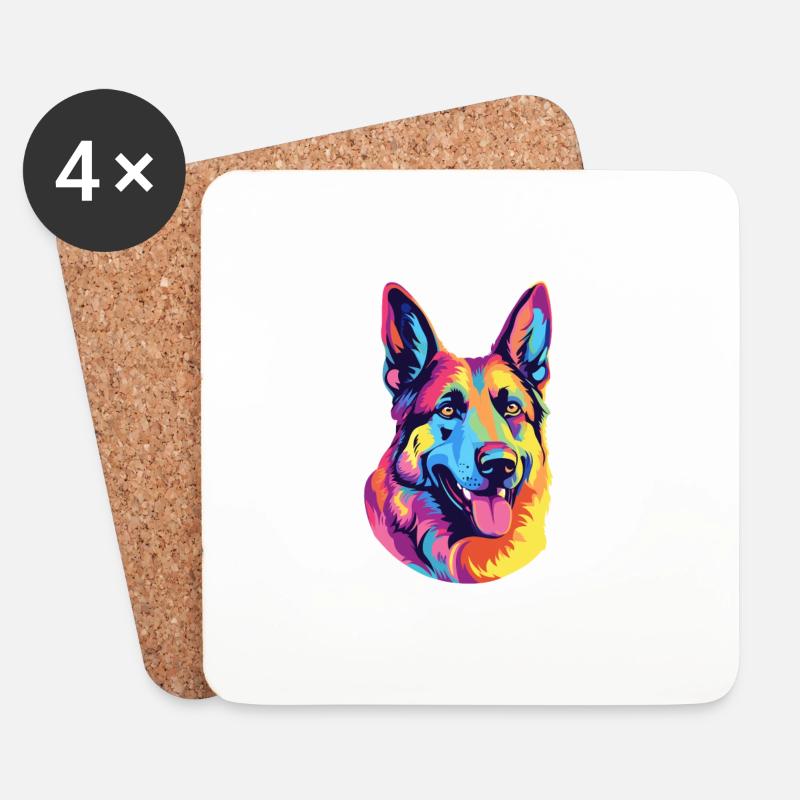 Schäferhund - Untersetzer (4er-Set) - Weiß