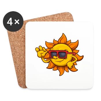Cool Sun Charakter - Untersetzer (4er-Set) - Weiß - Vorne