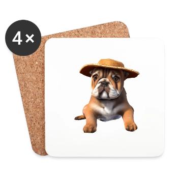 Chien Bulldog Chiens Propriétaires de chiens Propriétaires de chiens - Dessous de verre (lot de 4) - blanc - Devant