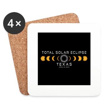 Texas 2024 Eclipse Cool Souvenir 8 avril - Dessous de verre (lot de 4) - blanc - Devant