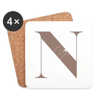 letter n magic butterfly - Coasters (set of 4) - white - Front