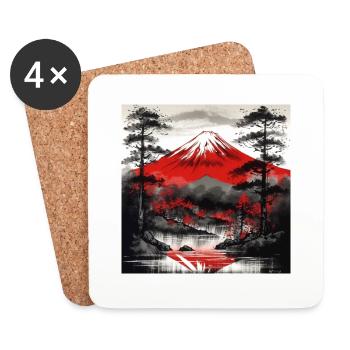 Mount Fuji and its magic - Coasters (set of 4) - white - Front