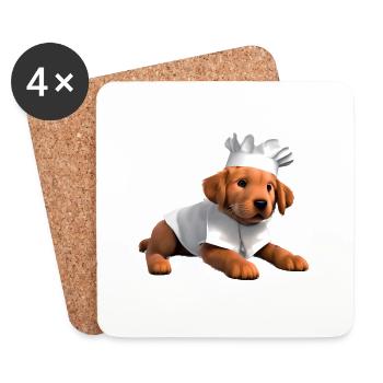 Golden Retriever Restaurateur Puppy Dogs Cuisine - Dessous de verre (lot de 4) - blanc - Devant