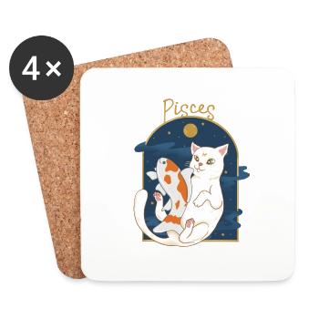 Pisces Zodiac Sign Cat - Untersetzer (4er-Set) - Weiß - Vorne