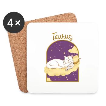 Taurus Zodiac Sign Cat - Untersetzer (4er-Set) - Weiß - Vorne