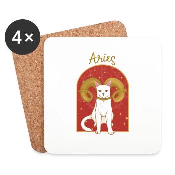 Aries Zodiac Sign Cat - Untersetzer (4er-Set) - Weiß - Vorne