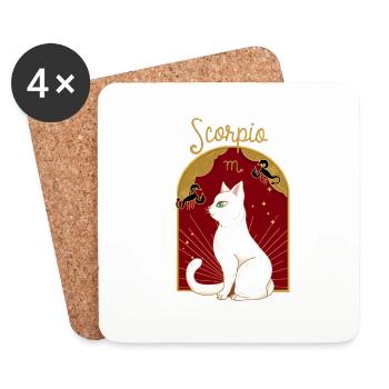 Scorpio Zodiac Sign Cat - Untersetzer (4er-Set) - Weiß - Vorne