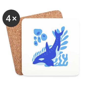 Underwater :d olphin - Coasters (set of 4) - white - Front