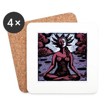 Yoga Padmasana red - Coasters (set of 4) - white - Front