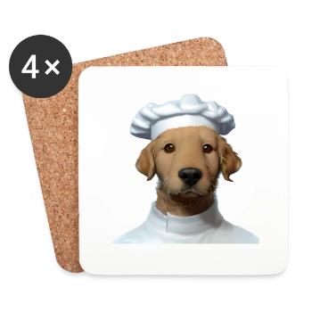 Golden Retriever Cooking Puppy Restaurateur Chiens - Dessous de verre (lot de 4) - blanc - Devant