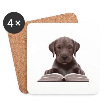 Labrador Retriever propriétaire Lire le livre - Dessous de verre (lot de 4) - blanc - Devant