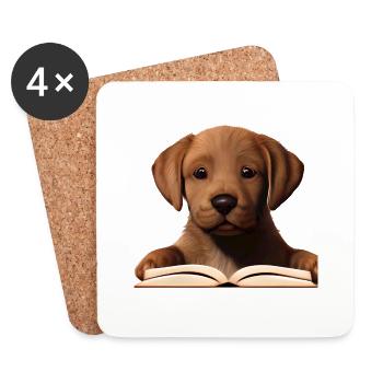 Labradorbesitzer Buch lesen Labrador Retriever - Untersetzer (4er-Set) - Weiß - Vorne