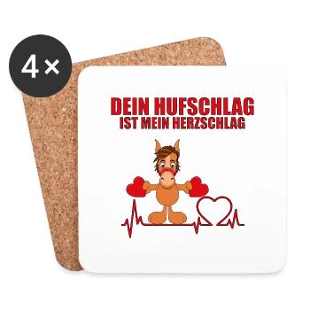 DEIN HUFSCHLAG IST MEIN HERZSCHLAG - PFERD - PONY - Untersetzer (4er-Set) - Weiß - Vorne
